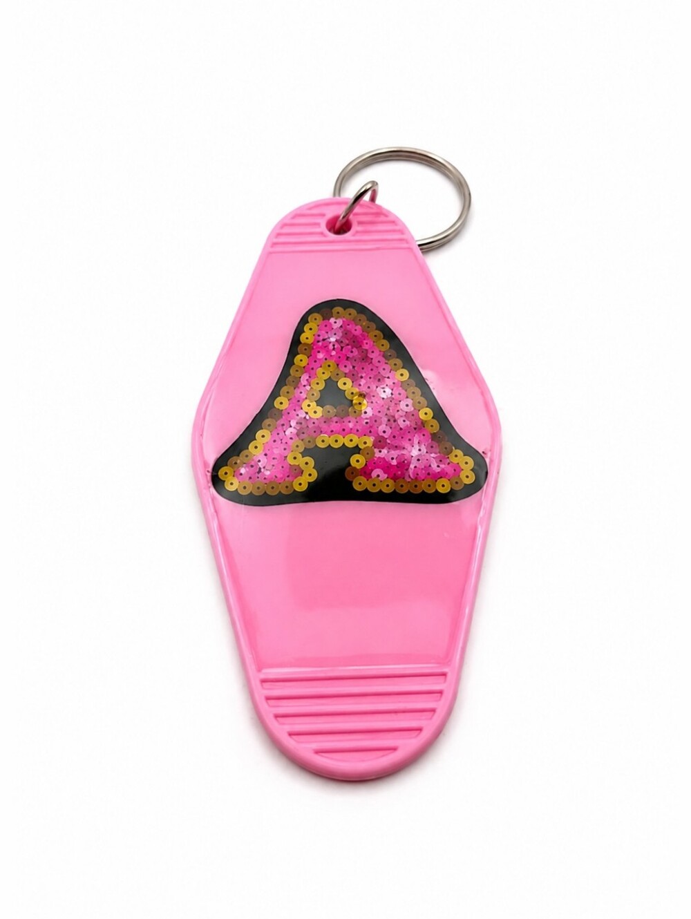 Pink Retro Motel Keychain Initial Letter A